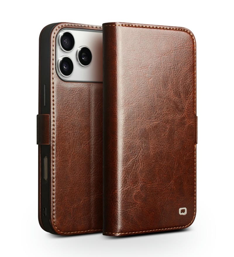 Bao da iPhone 17 Pro Max Qlino Wallet da bò thật - Bản có khóa cài 251485